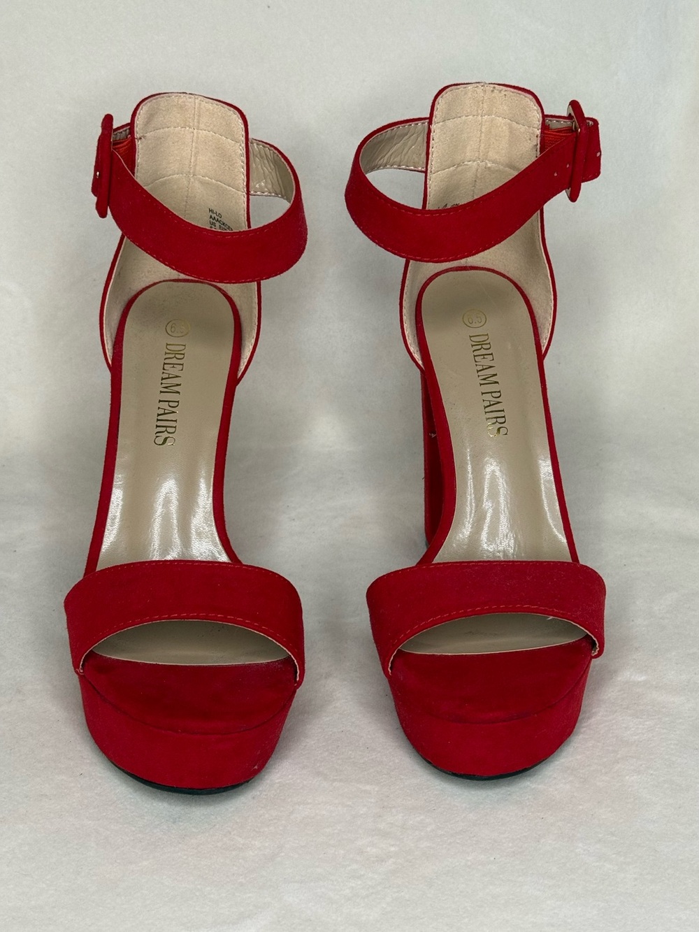 Dream Pairs Red Open-Toe Ankle-Strap Platform Heels